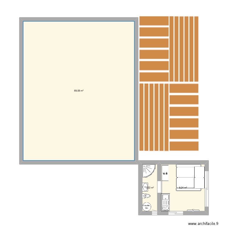 CHEZ MOI. Plan de 3 pièces et 82 m2