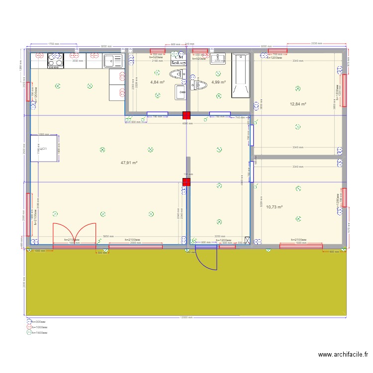 Жанна Барн эл. Plan de 6 pièces et 109 m2