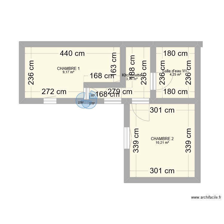 logement. Plan de 4 pièces et 27 m2