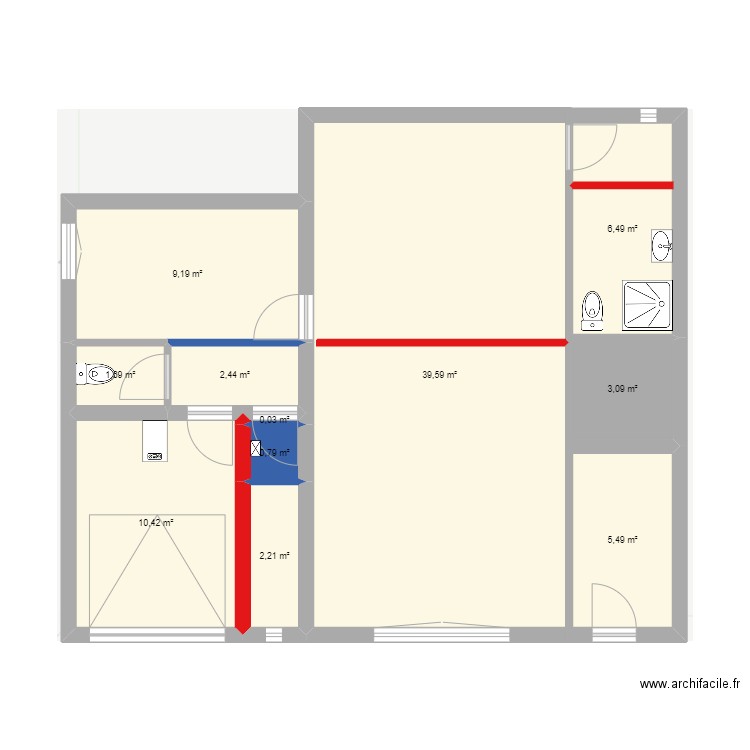 Appart Echirolles. Plan de 11 pièces et 81 m2