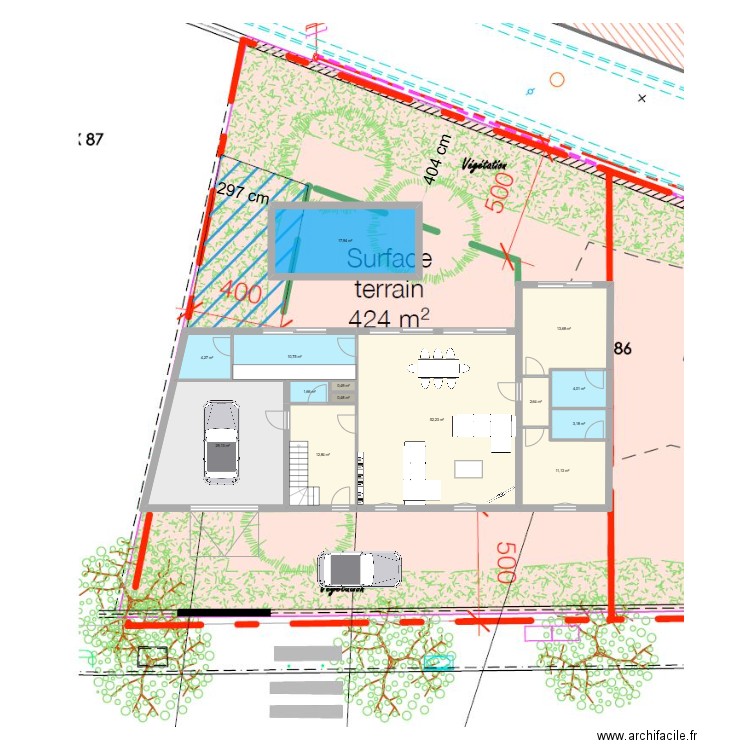 Croquis Av St Jérôme. Plan de 22 pièces et 237 m2