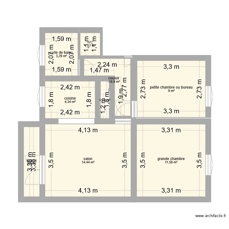 67 Bel Air. Plan de 9 pièces et 50 m2