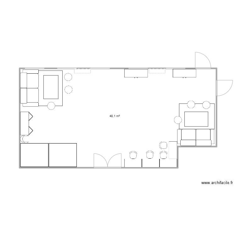 MDL salle adhérents. Plan de 1 pièce et 48 m2