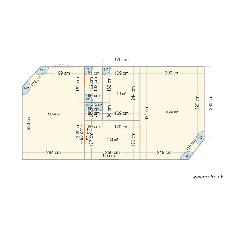 CARRIER BELEUSE. Plan de 6 pièces et 34 m2