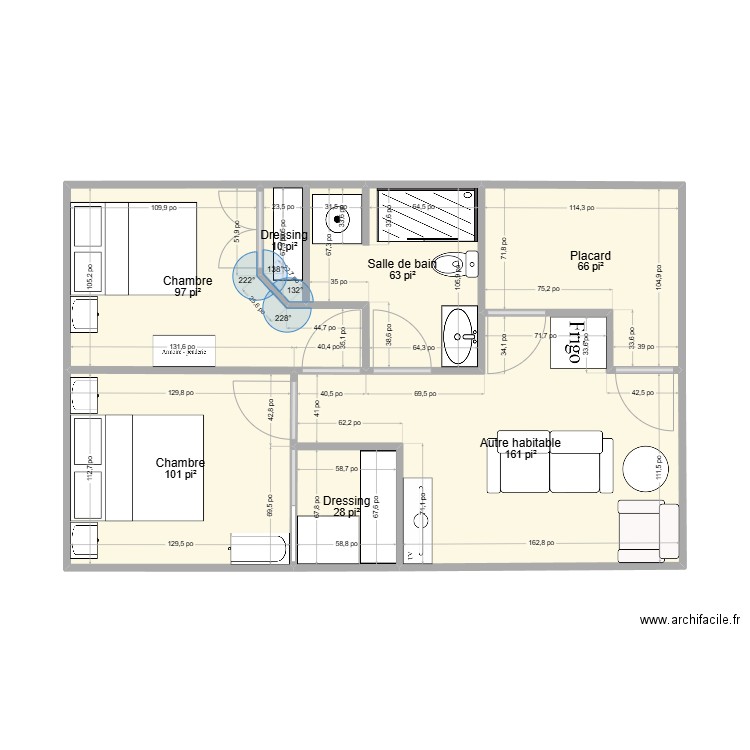 Plan A. Plan de 7 pièces et 49 m2