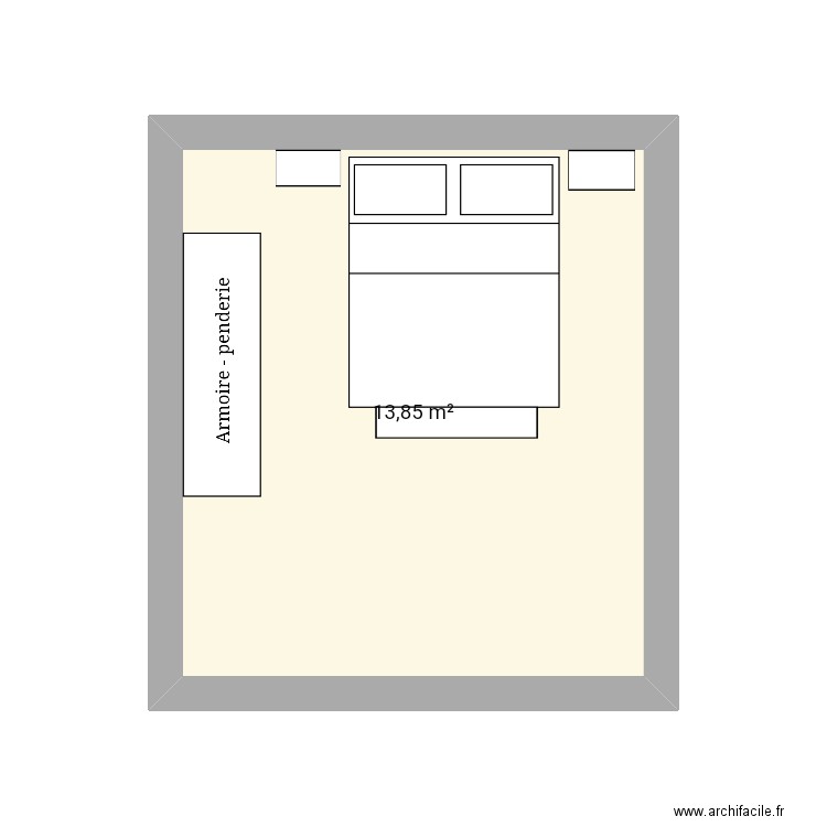 Chambre. Plan de 1 pièce et 14 m2