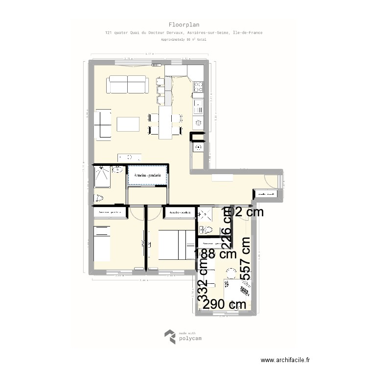 Chez nous. Plan de 11 pièces et 82 m2