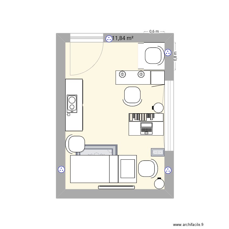 Local. Plan de 1 pièce et 12 m2