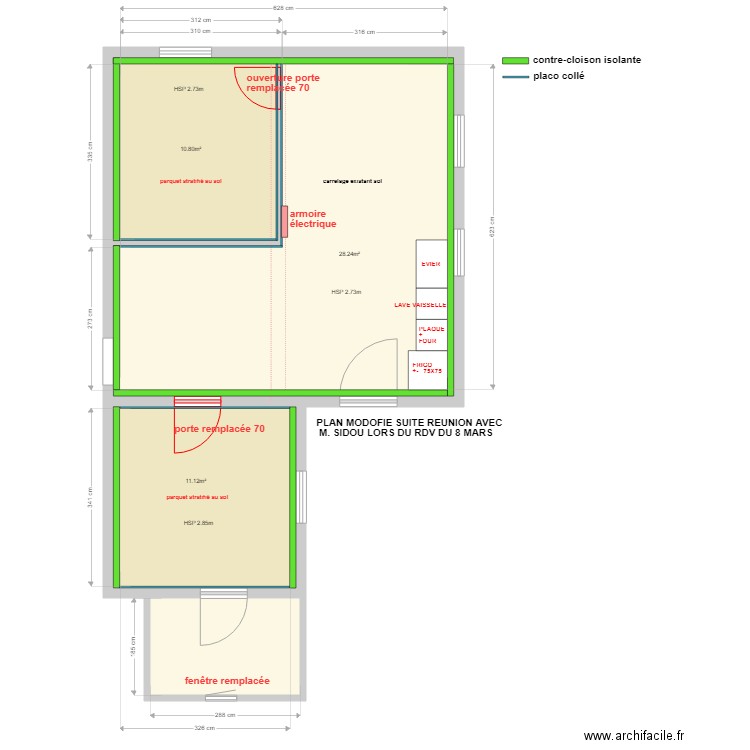 SIDOU (plan projet rez-de-chaussée) 8 MARS. Plan de 4 pièces et 59 m2