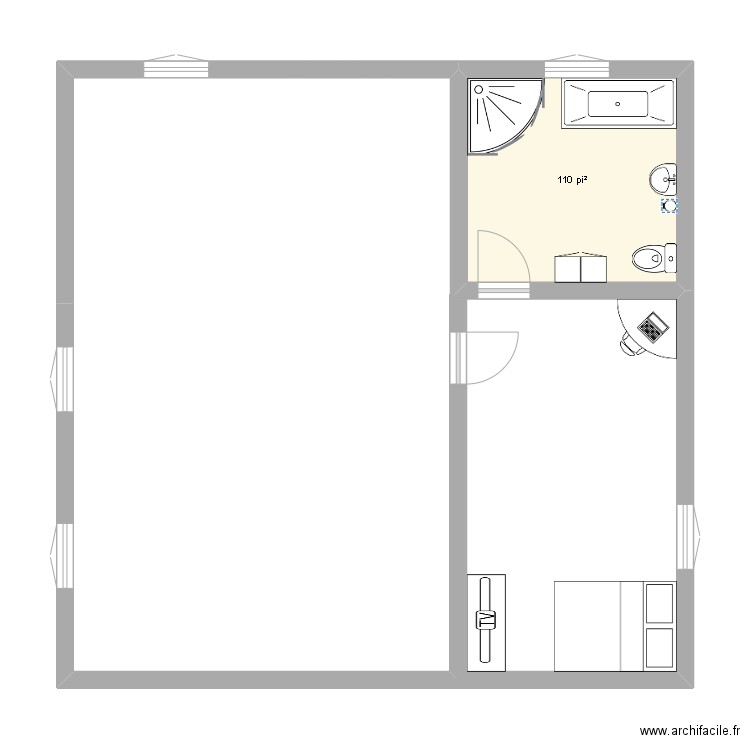 Jakob levesque. Plan de 1 pièce et 10 m2