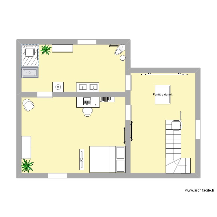 Géraldine Foufiote . Plan de 1 pièce et 54 m2