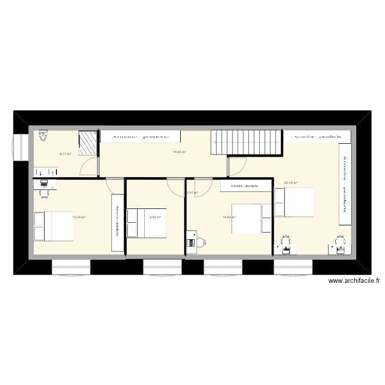 Etage 1. Plan de 7 pièces et 183 m2