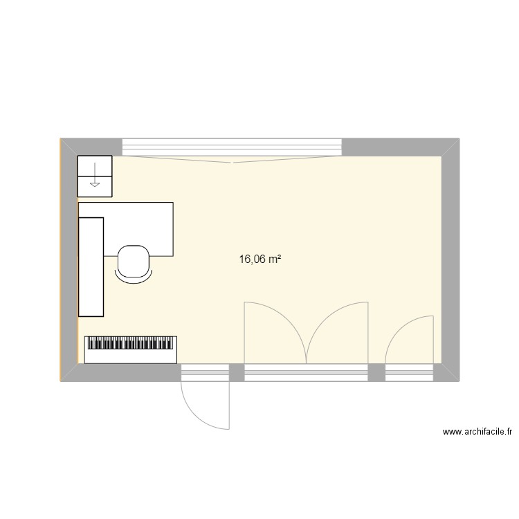 Pascal Mezzanine. Plan de 1 pièce et 16 m2