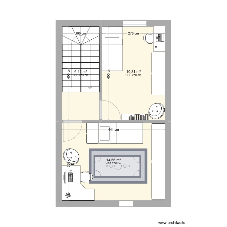 maison aurore. Plan de 3 pièces et 32 m2