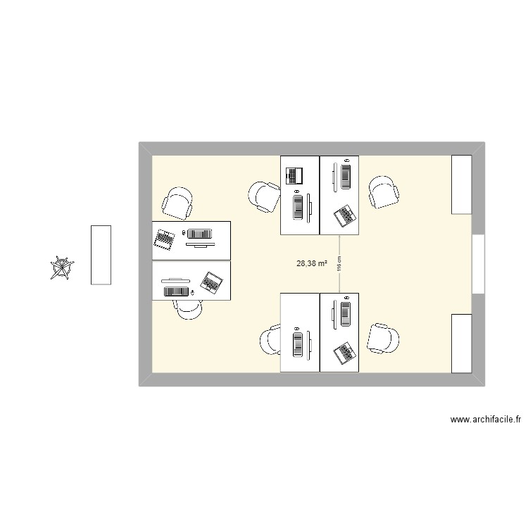 Option 2. Plan de 1 pièce et 28 m2