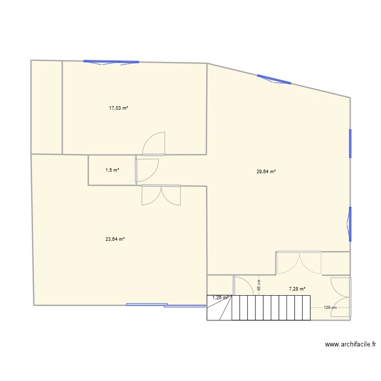 st etienne rdc-2. Plan de 6 pièces et 80 m2