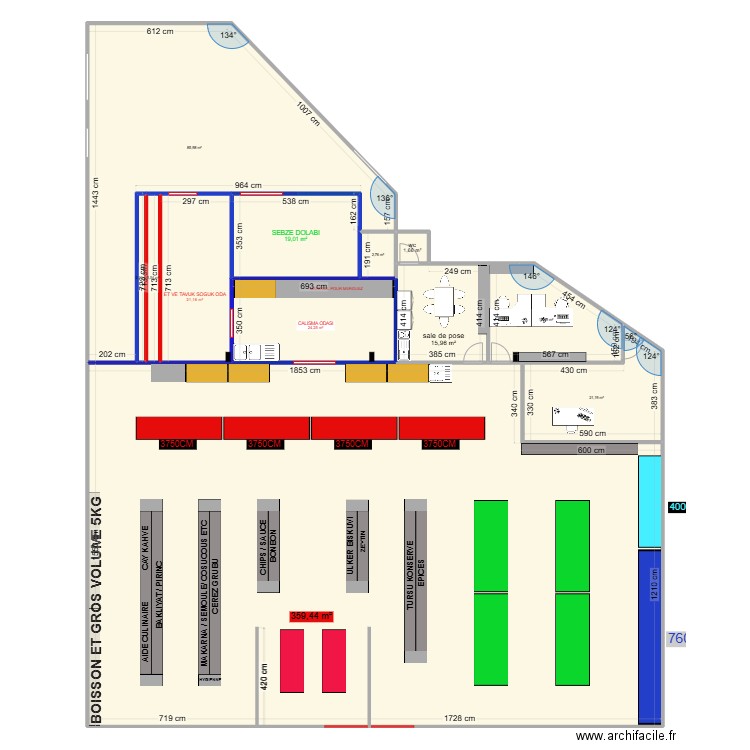 SUPER FRAIS DETAILLÉ. Plan de 12 pièces et 576 m2