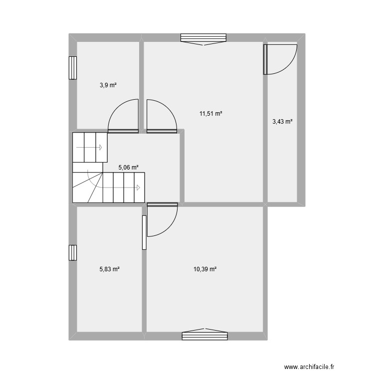 Plan vierge R+1 st ouen l'aumone 2025. Plan de 6 pièces et 40 m2