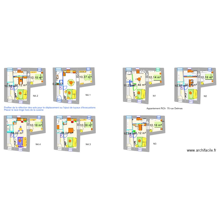 RCh  Demas 75_N4.4. Plan de 18 pièces et 274 m2