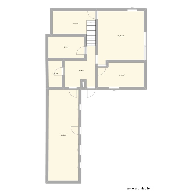 rdc 1 . Plan de 7 pièces et 96 m2