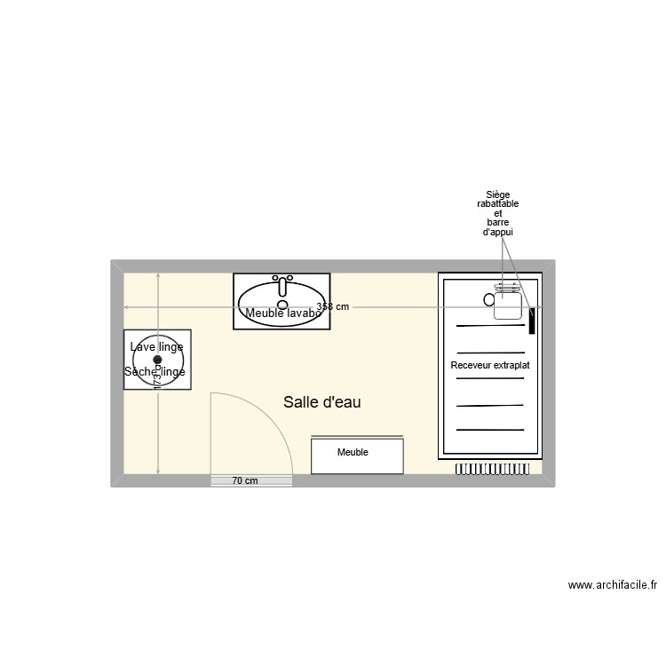 CAROL  Adaptation. Plan de 1 pièce et 6 m2