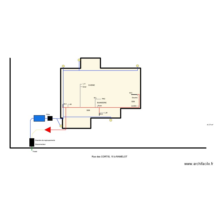 MONSEUR. Plan de 1 pièce et 42 m2