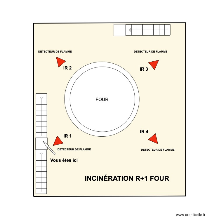 INCINERATION FOUR R+1. Plan de 1 pièce et 51 m2