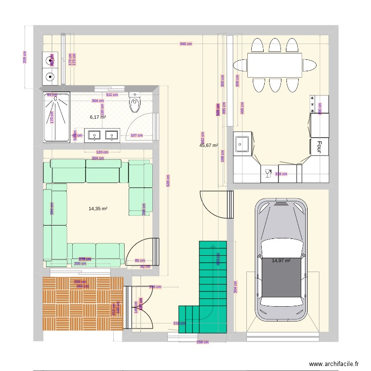 maison aklim rdc. Plan de 4 pièces et 81 m2