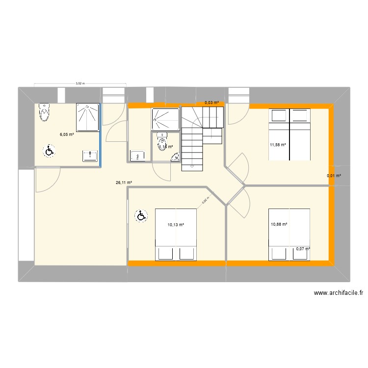 Poirauterie 2. Plan de 24 pièces et 131 m2