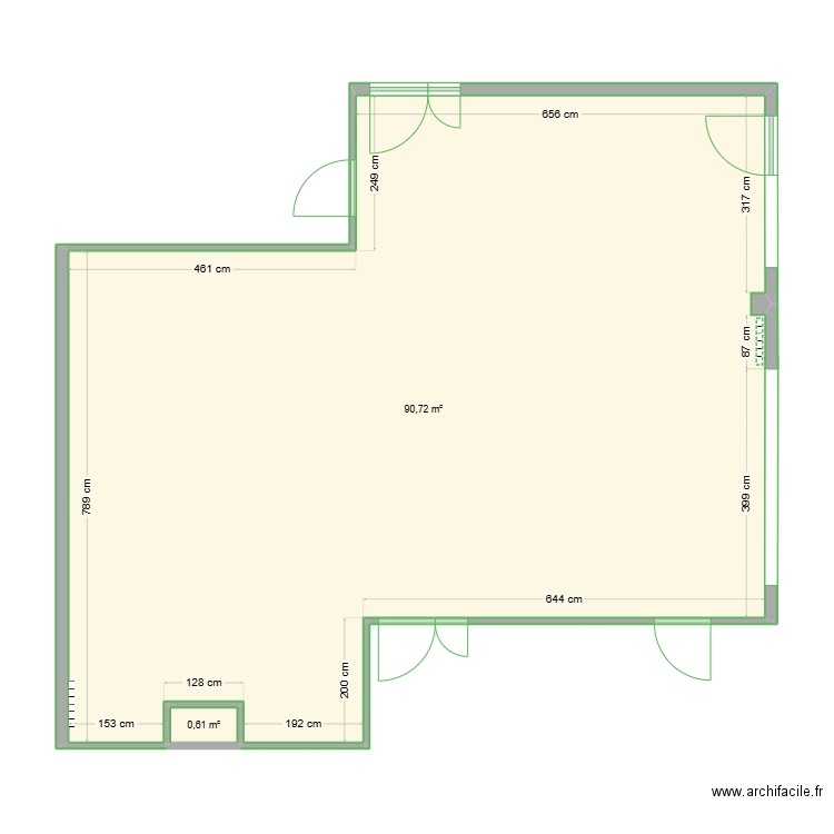 Plen Labo. Plan de 2 pièces et 91 m2