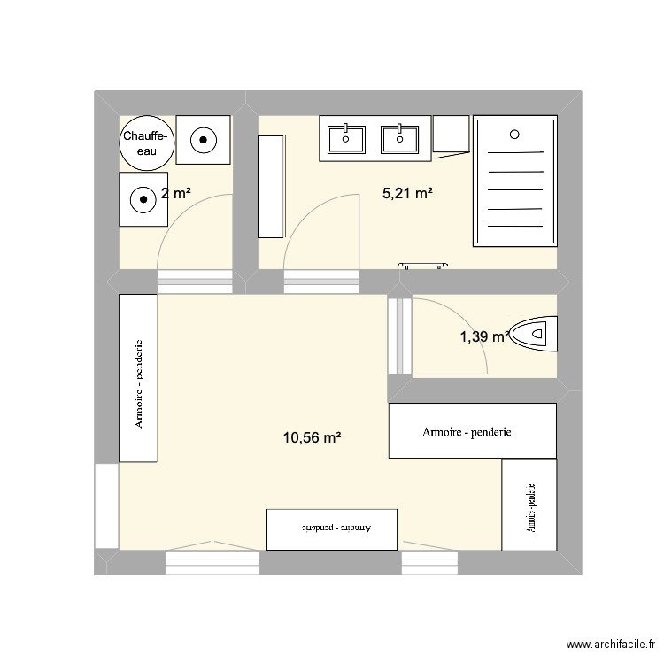 suite 2. Plan de 4 pièces et 19 m2