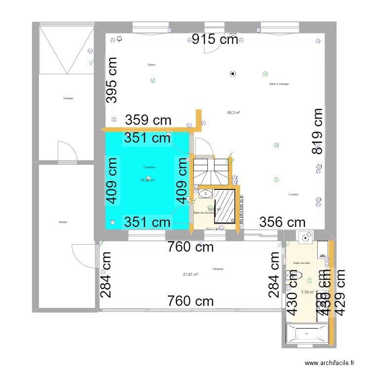 RDC aménagement et électricité. Plan de 7 pièces et 130 m2