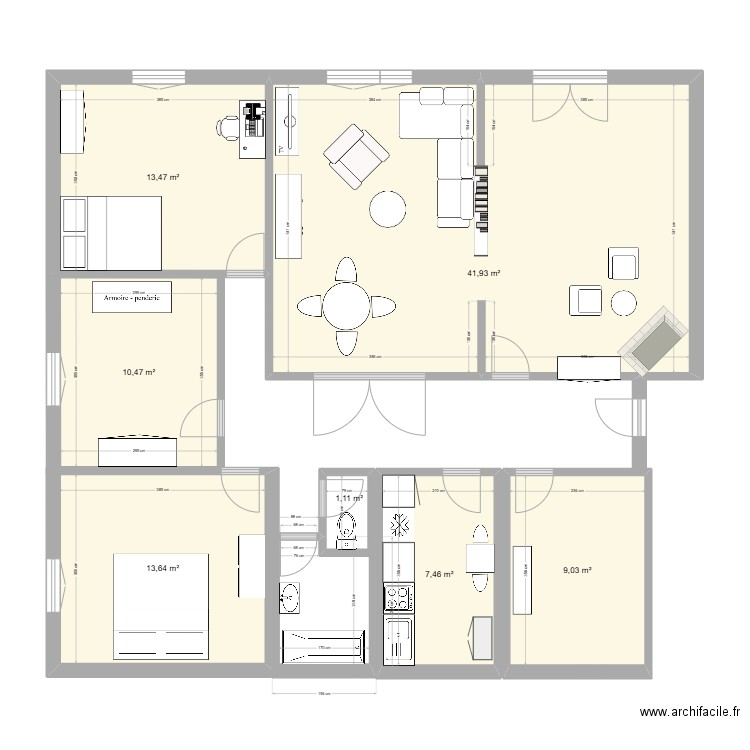 Lattion Elisabeth. Plan de 7 pièces et 97 m2