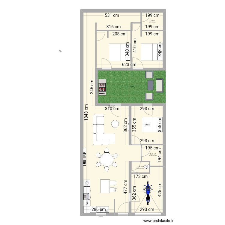 Romain Nîmes . Plan de 6 pièces et 111 m2