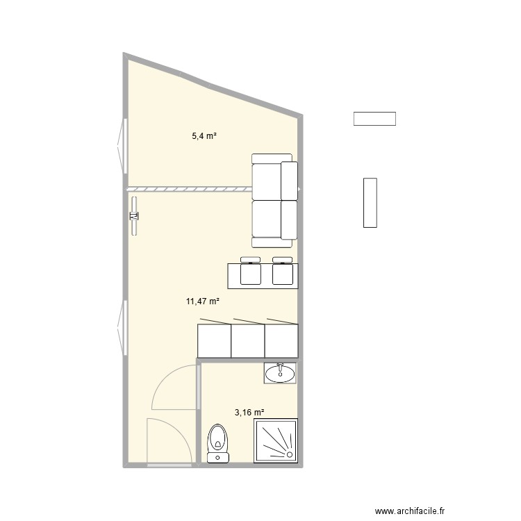 STUDIO CHU. Plan de 3 pièces et 20 m2