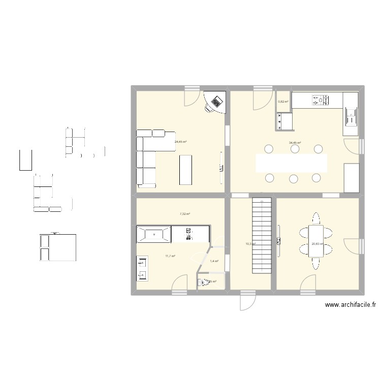 ddfdd. Plan de 8 pièces et 112 m2