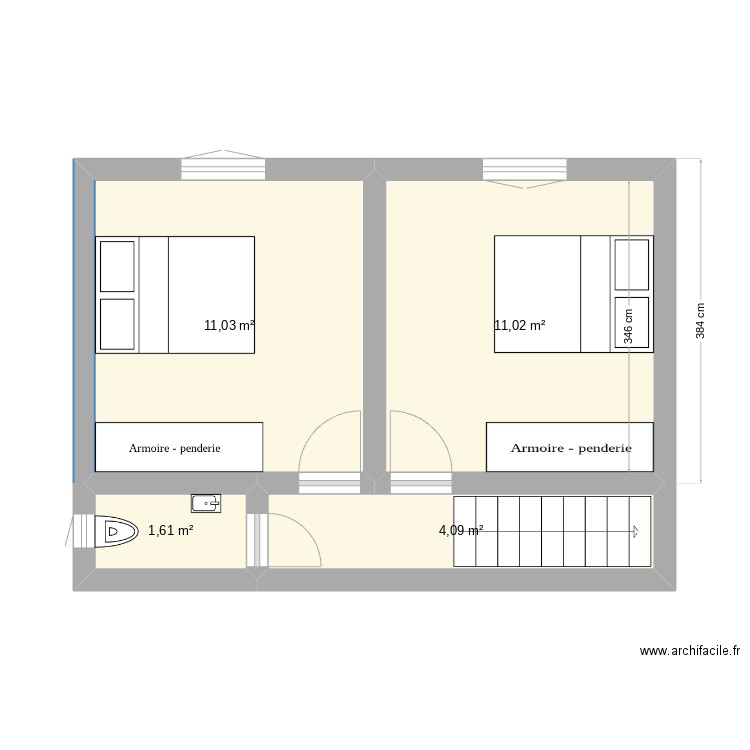 Etage Chenoves. Plan de 4 pièces et 28 m2