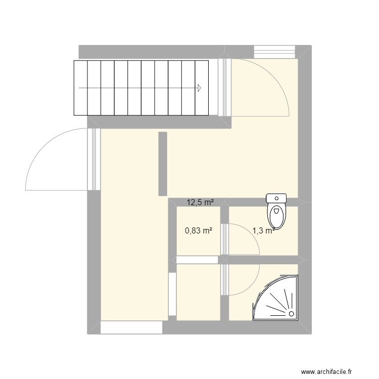 WC PLAN. Plan de 3 pièces et 15 m2