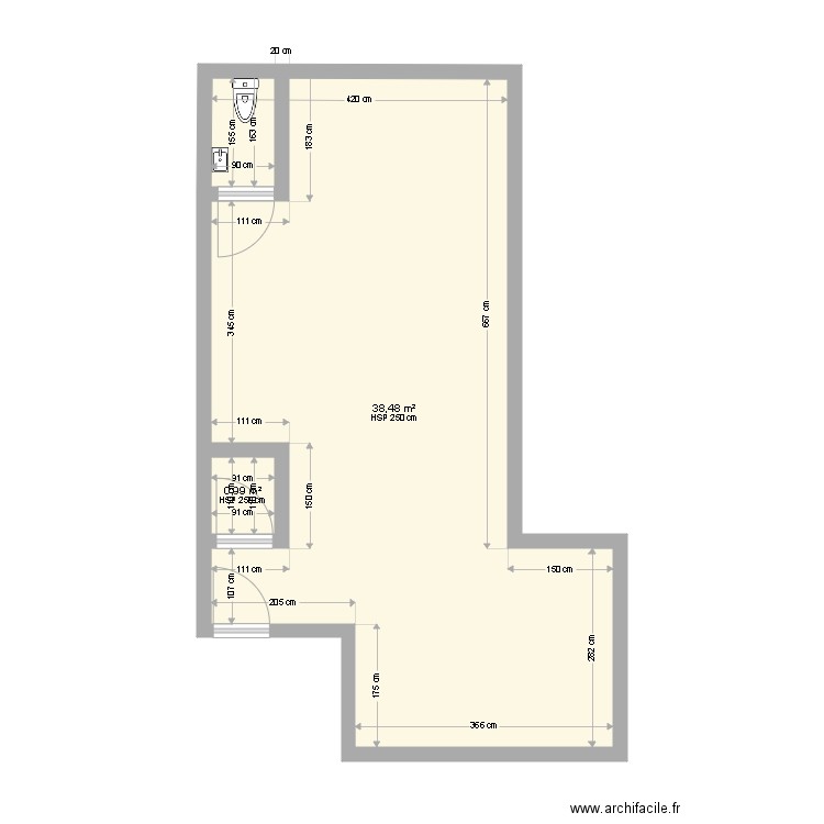 Zoran Drancy projet. Plan de 2 pièces et 39 m2