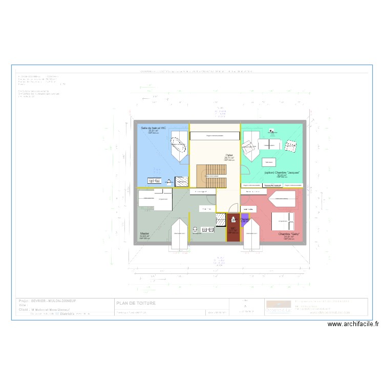 CVCR - Combles. Plan de 7 pièces et 150 m2