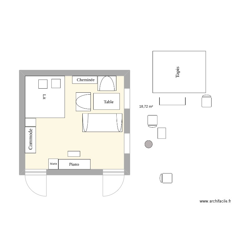 Séjour 2. Plan de 1 pièce et 19 m2