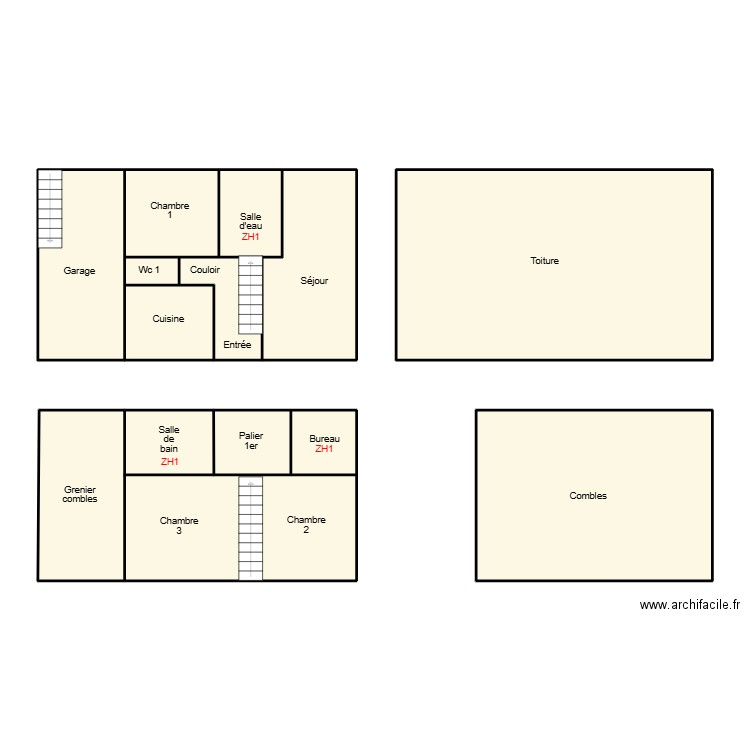 TREFFIAGAT GROUSELLE. Plan de 13 pièces et 150 m2