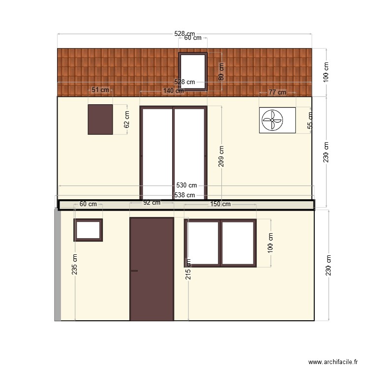 façade jardin EM avt Waux. Plan de 0 pièce et 0 m2