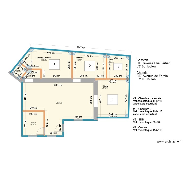 257 Forbin PROJET. Plan de 8 pièces et 93 m2