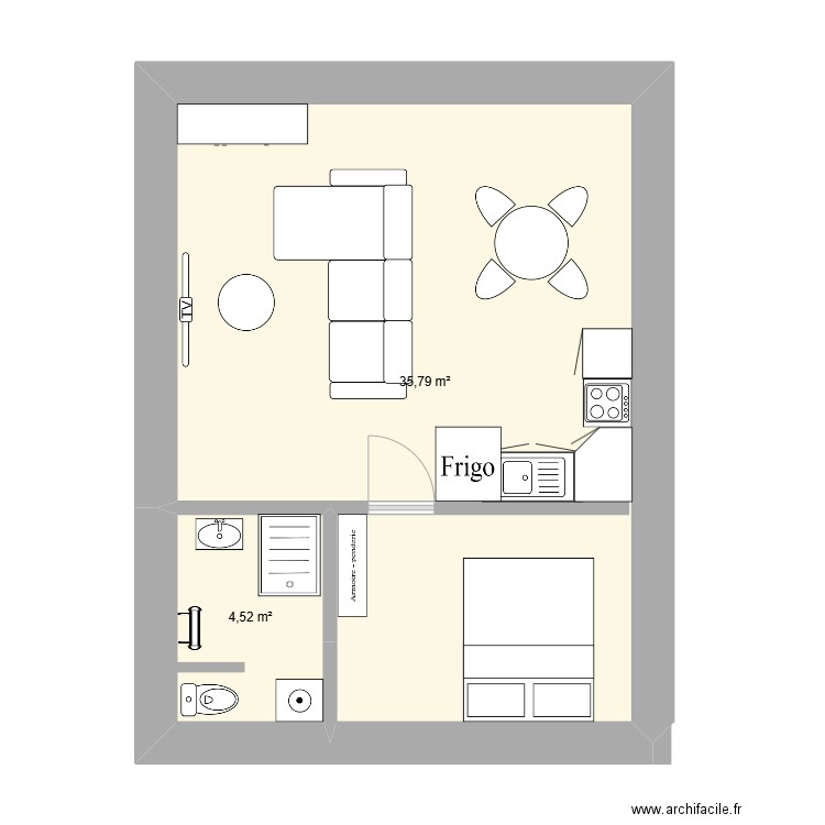 LR INVEST. Plan de 2 pièces et 40 m2