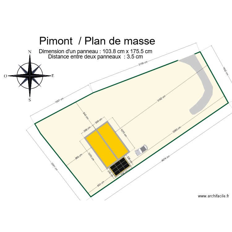 Pimont  PLAN DE MASSE . Plan de 3 pièces et 92 m2