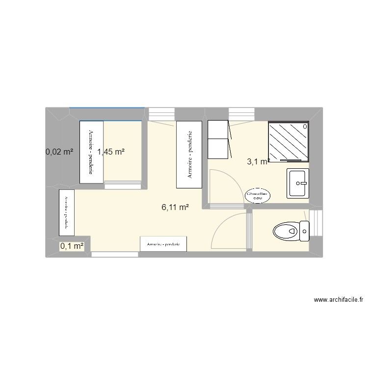 Projet SDB. Plan de 5 pièces et 11 m2