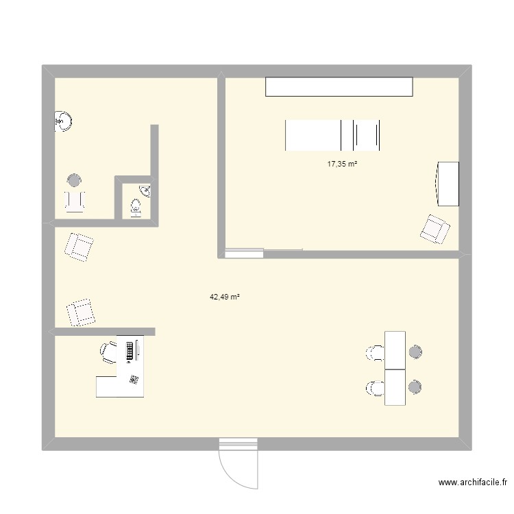 ines rapport de stage . Plan de 2 pièces et 60 m2