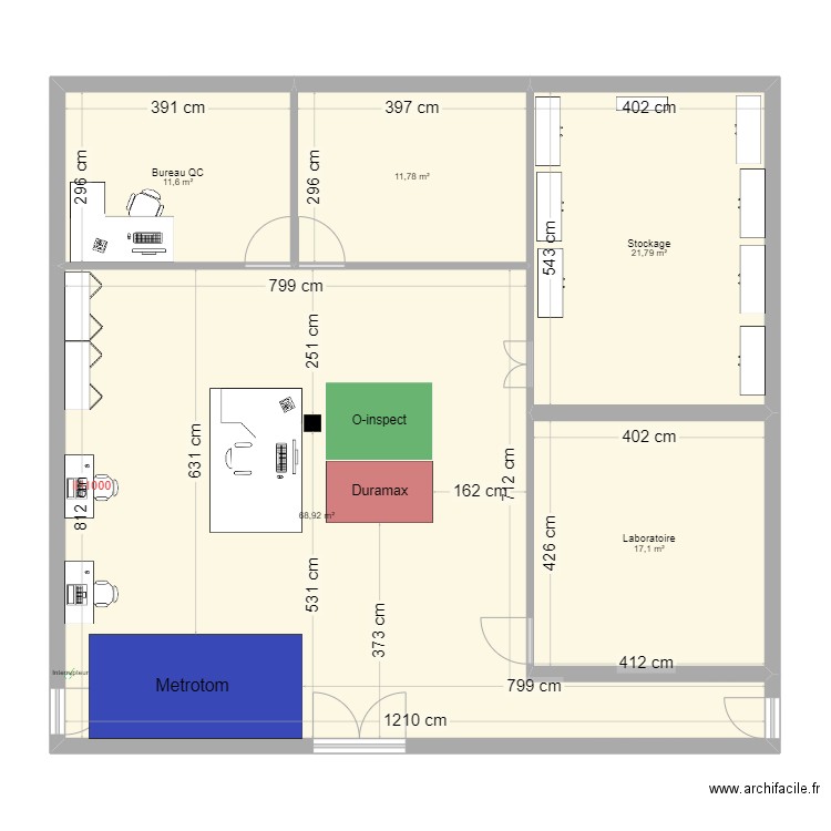 Bureau . Plan de 5 pièces et 131 m2