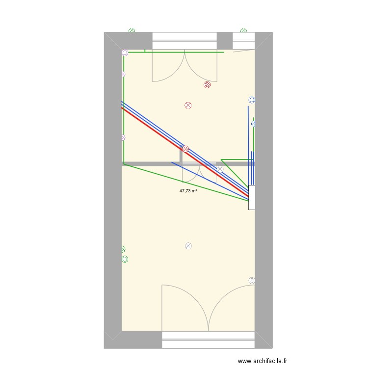 Lignes électrique Laupies. Plan de 1 pièce et 48 m2